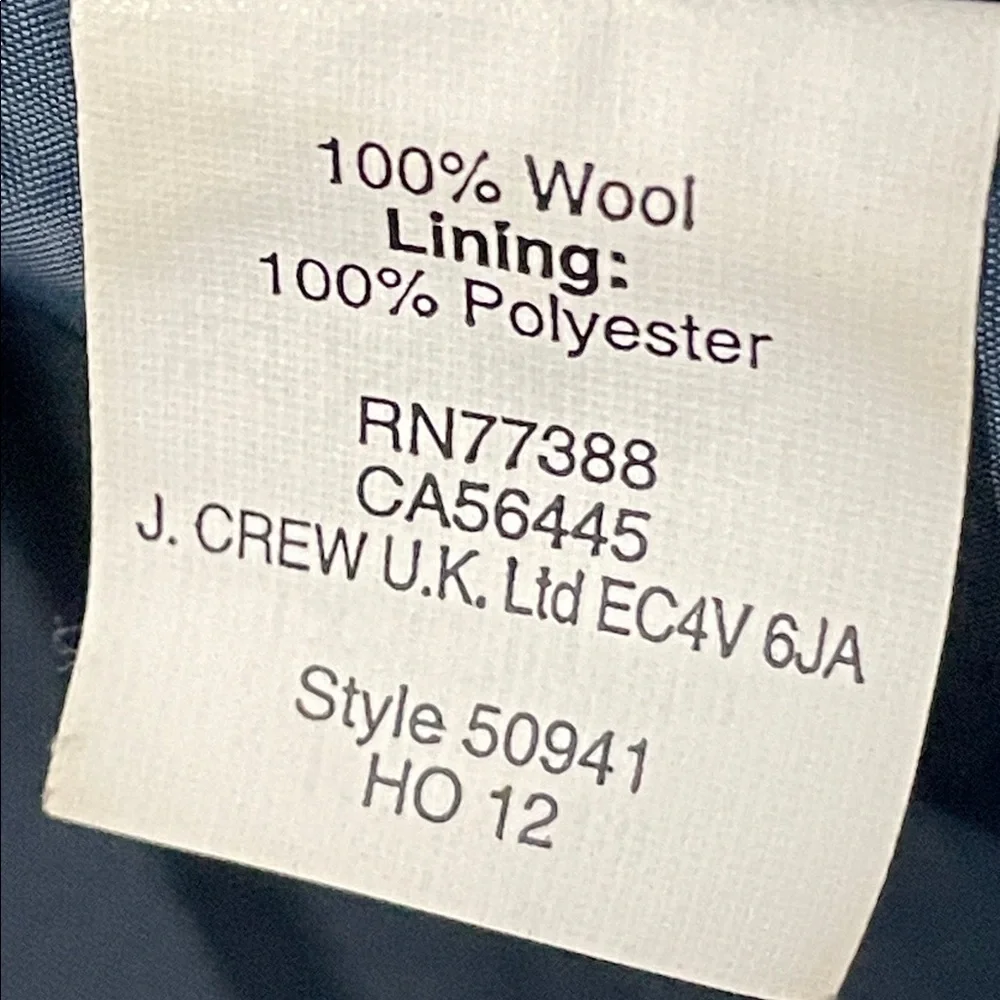 J.Crew Emmaleigh Wool Blue Super 120's Dress